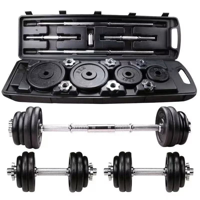 High-Quality 10Kg Painted Dumbbell Suit Can Be Turned into Barbell Adjustable Household Weight-Lifting Fitness Equipment.